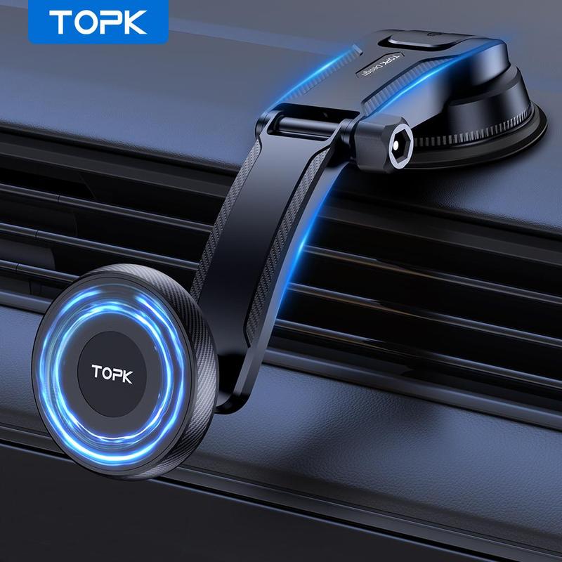 TOPK Magnetic Car Phone Holder, Adjustable Horizontally & Vertically Single-hand Operation Magnetic Car Phone Holder, Car Interior Accessories for MagSafe