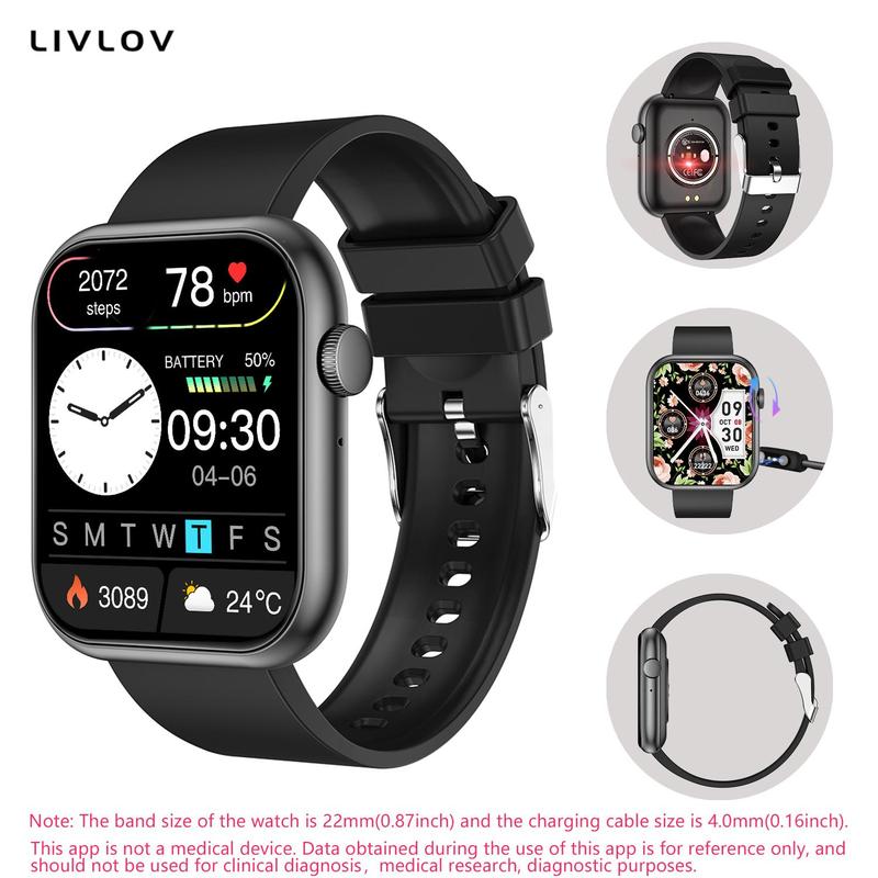 Multifunctional 2-inch Smart Watch, Fashion Digital Watch with Wireless Calling Function, Sports Watch with 100+ Sports Modes for Women & Men, Android Fitness Watch