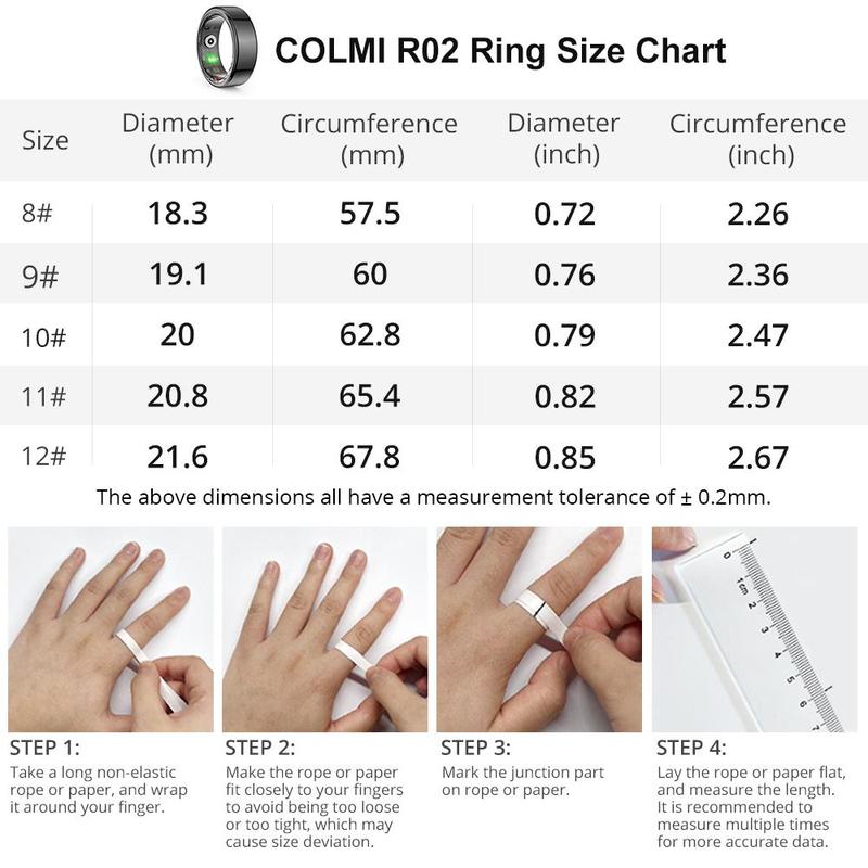 COLMI R02 Smart Ring, 1 Count IP68 Waterproof Fitness Tracker Ring, Multifunctional Sports Ring for Men & Women, Gift for Couples, Wearable Devices