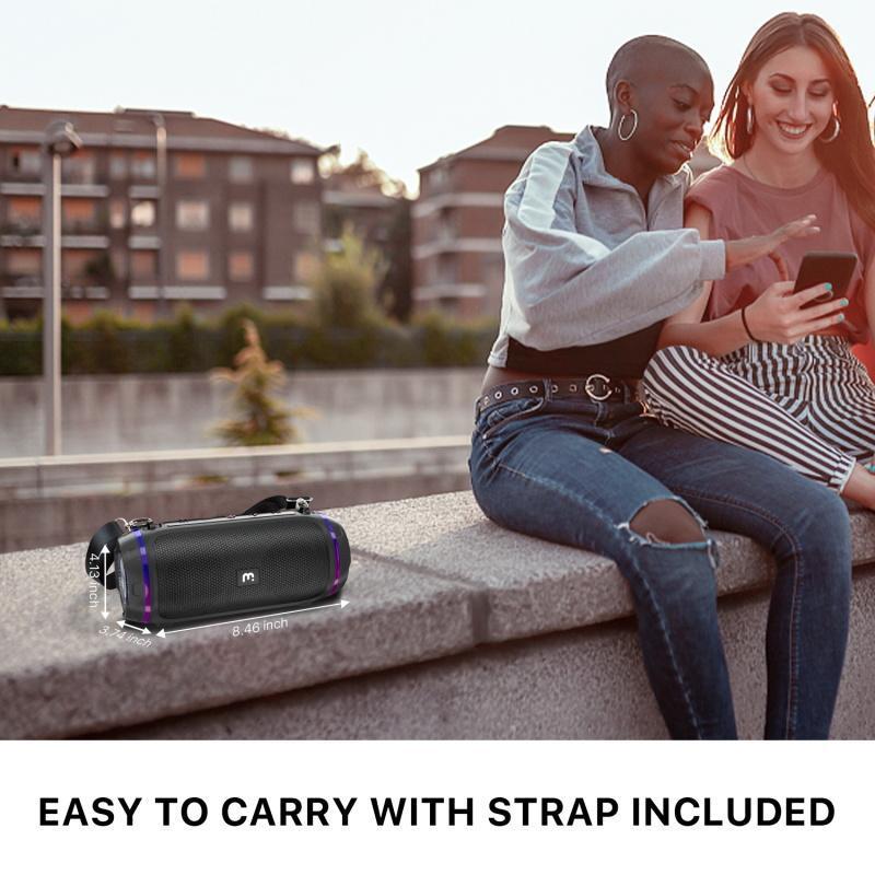 VibeBuddy Speaker RGB Protable Speaker with Strap Wireless Bluetooth Speaker for Camping, Travel, Party and More