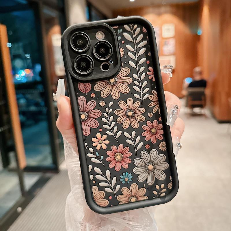 Floral Pattern Phone Case, Anti-drop Cellphone Protective Case, Total Protective Shockproof Mobile Phone Cover for iPhone