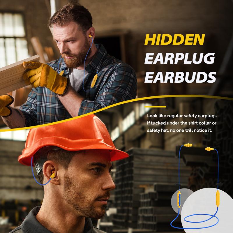 MIPEACE MI08 Bluetooth Work Earplugs Headphone, Wireless in-Ear Noise Isolating Earbuds,29dB Noise Reduction Headphone with Mic and Control,19+ Hours Battery for Lawn Mowing Safety Industrial Construction Audio  Noise Cancelling gift Electronic Headset