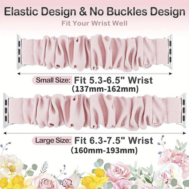 Scrunchie Design Watch Band, Elastic No Buckles Design Watch Band for Women, Fashion Replaceable Watch Band Compatible with iWatch Series 8 7 6 5 4 3 2 1 SE