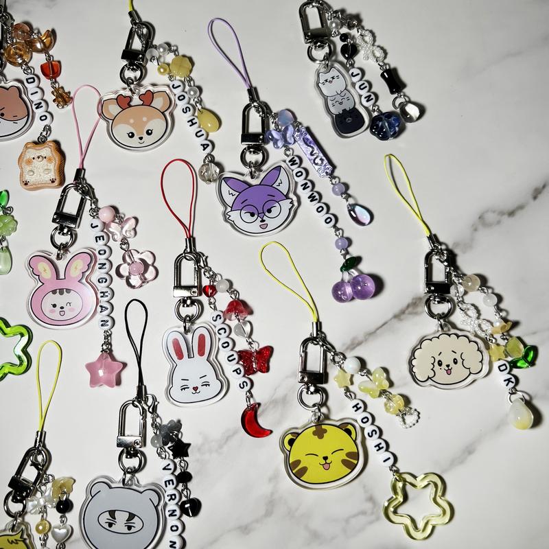 MINITEEN SVT Carat Acrylic Beaded Bias Keychain Phone Charm