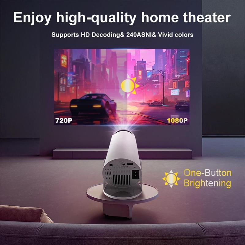 Portable 180 Degree Flip Mini Projector, 720P 200 ANSI Smart Projector with 2.4 5G WiFi, BT 5.0 Home Outdoor Projector (without HDMI Interface)