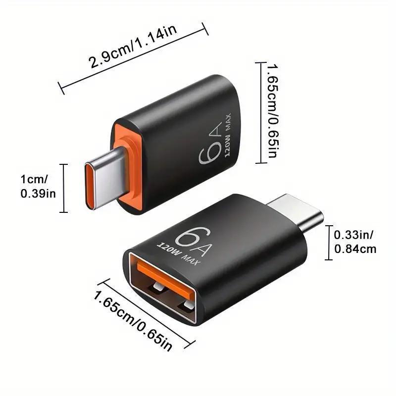 6A Fast Transfer Type-C to USB Adapter, OTG Adapter, PD Phone Charging Adapter, Suitable for iPhone, Apple, Samsung, Huawei, Android Phone, Laptop & More