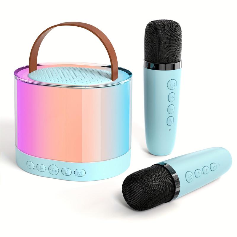 Portable Mini Karaoke Machine, Rechargeable Wireless Microphone & Speaker with LED Light, Portable Karaoke Machine for Home, Party, Outdoor