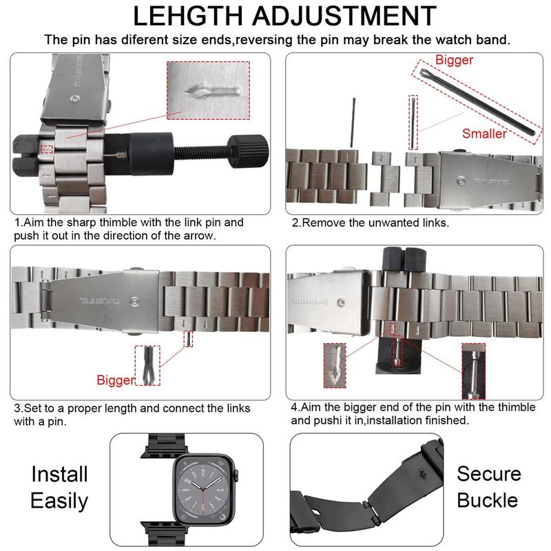 Stainless Steel Watch Band for iWatch (Band & Case Only), Fashion Watch Band for Men & Women, Smart Watch Accessories for Apple Watch Series 9 8 7 6 5 4 3 2 1