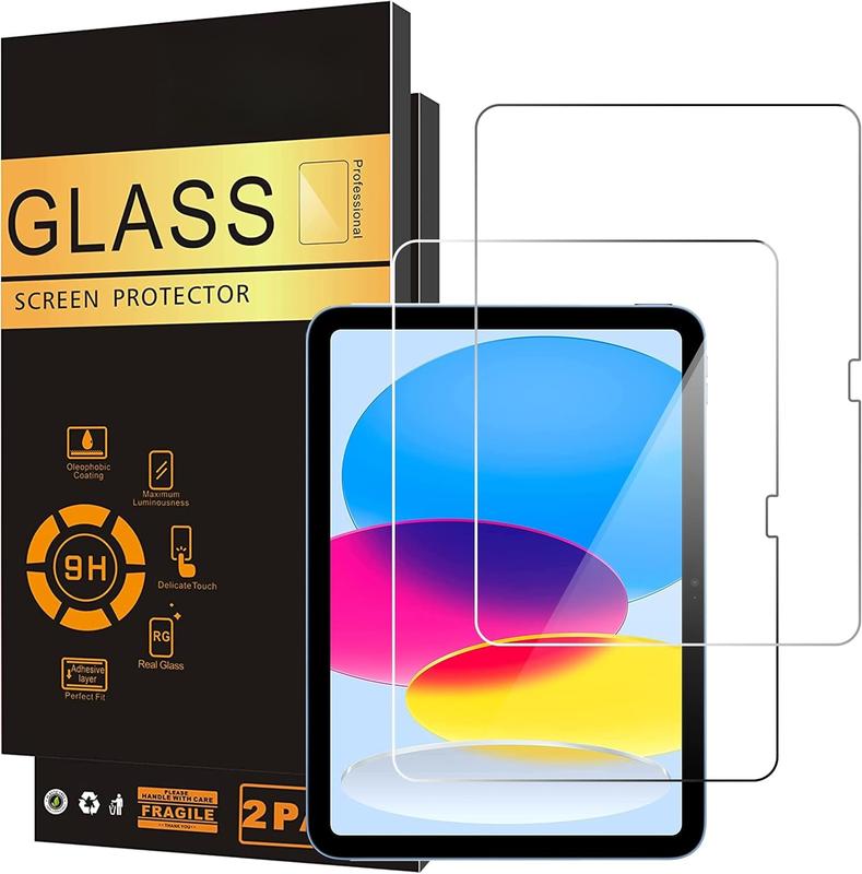 2 Pack Screen Protector for iPad 10th Generation 10.9 Inch Display 2022 Tempered Glass [ ID &  Pencil Compatible] Ultra  Case Friendly [2 Pack]