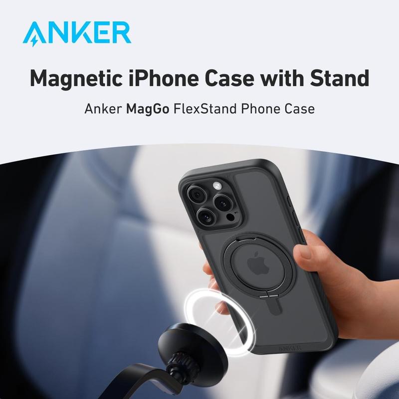 Anker MagGo Magnetic Case with Sturdy 360° Ring Stand for iPhone, Military-Grade Shockproof Kickstand with MagSafe Holder Grip