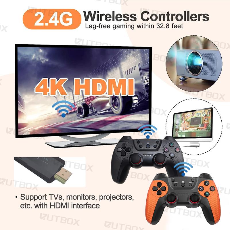 X2PRO retro game console, wireless controller, 40000+ games, multiple emulators included, 4K HDMI output, built-in 128G card, with 2.4GHz wireless retro game console game controller