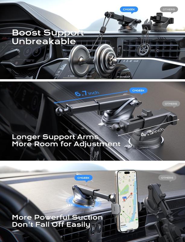 Wireless Fast Charging Car Charger, CHGeek 15W Auto Clamping Car Phone Mount Holder fit for iPhone 15 14 13 12 11 Pro Max Xs X, Samsung Galaxy S24