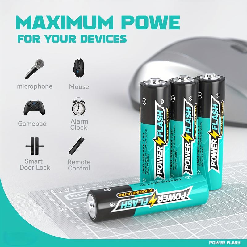 PowerFlash AAA24_AA48 Alkaline Long-Lasting Batteries, Combo Pack, Set Of 24 Pcs AAA And 48 Pcs AA Batteries For Home, Various Household Device, Work