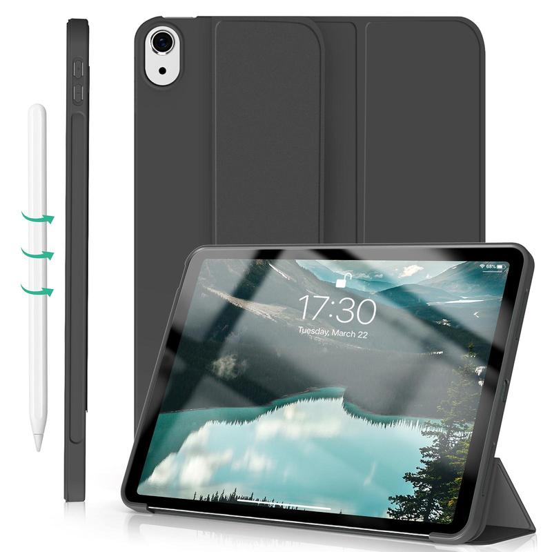 Solid Color Tablet Case, Anti-fingerprint Tablet Protective Cover without Pencil Holder, Auto Sleep & Wake Tablet Protector Cover Compatible with iPad for Daily Use