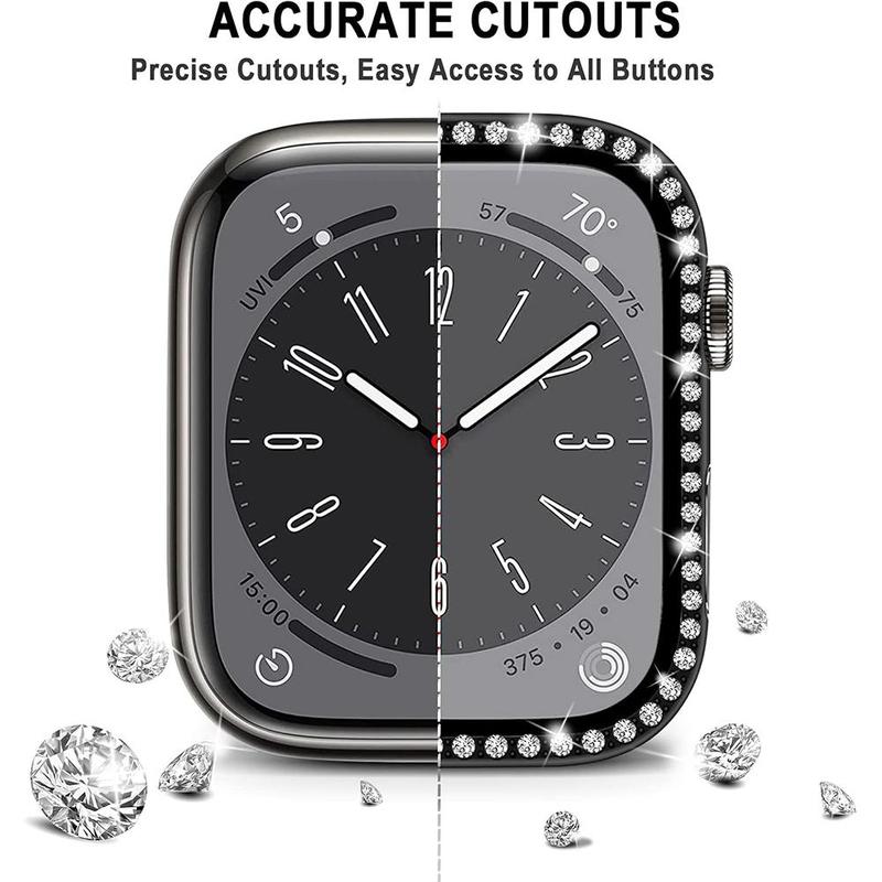 Artificial Rhinestone Decor Watch Case, 3 Counts Anti-scratch Watch Protective Cover, Smart Watch Protective Case Compatible with Apple Watch Series 8 7 6 Se 5 4