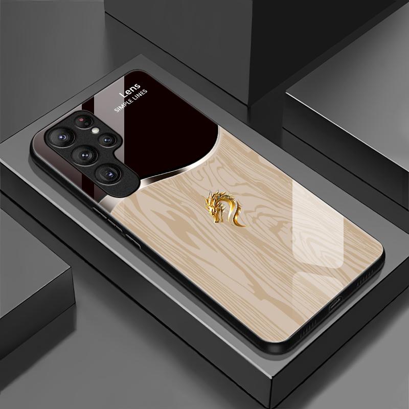 Suitable for [Galaxy S24 Ultra] Personality simple split dragon pattern creative business high-end anti-drop glass mobile phone case affordable anti-drop anti-fingerprint 995