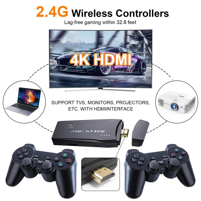 Retro Game Console, HDMI Output 8-Bit Classic Game Console with Built-in 20000+ Games and 2 Retro Controllers for Christmas Birthday - Nostalgia Game ConsoleWireless Retro Handheld Game Console limited time promotion