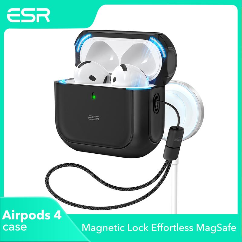 ESRfor AirPods 4 Case (2024), Compatible with Airpods Pro Case 2nd 1st Gen (2023 2022 2019) Case (HaloLock), Compatible with MagSafe, Full Drop Protection Cover with Lanyard Accessories Wireless