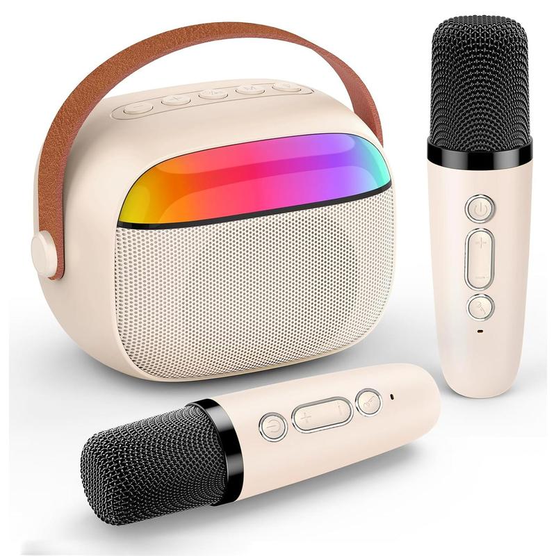 Wireless Karaoke Speaker with Microphone, Rechargeable Portable Mini Speaker with LED Light, Home Bathroom Entertainment USB Speaker for Gift