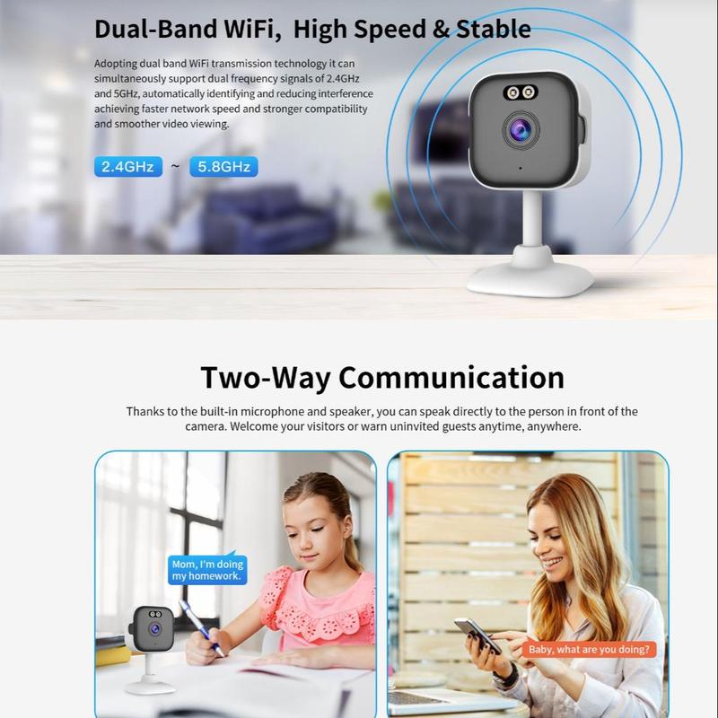 2K 3MP Indoor Smart Security Camera, Plug and Play Wireless Network Camera, Motion-Detection Two-way Audio Easy Set Up Camera