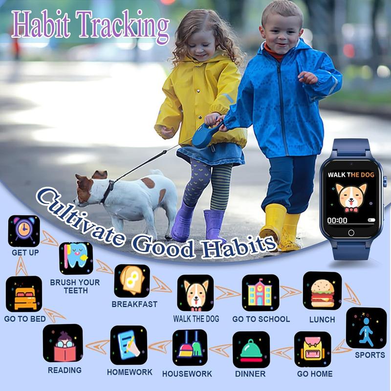 Goodatech Smart Watch For Kids 4-12 Years Boys Girls, 26 Puzzle Games,HD Camera,Video Music Player,Pedometer,Flashlight,Calendar Stopwatch Timer,Alarm Clock, Aluminum Case,Sport Band (Blue)