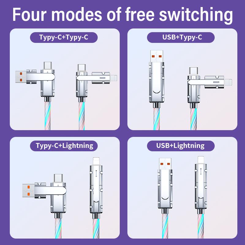 Christmas Gifts PQRQP 4-in-1 Multi USB Charging Cable -MAX 240W Fast Charging & Data Sync, with USB A,Type C, Lightning, for iPhone 16 15, iPad Pro, Samsung & Laptops Smartphone Cellphone Charger Electronic