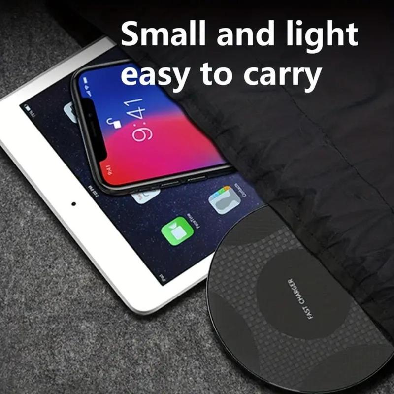 10W Ultra-thin Wireless Charger Pad with Type-C Cable, Desktop Mobile Phone Fast Charging Station Phone Holder for iPhone 15 14 13 12 11 8 XR Samsung Xiaomi Series