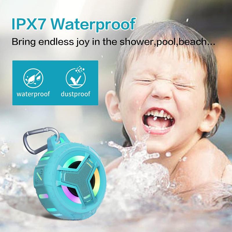 Waterproof Bluetooth Shower Speaker, IPX7 Floating Portable Wireless 24H Playtime with RGB Light Audio Compact Audio Compact