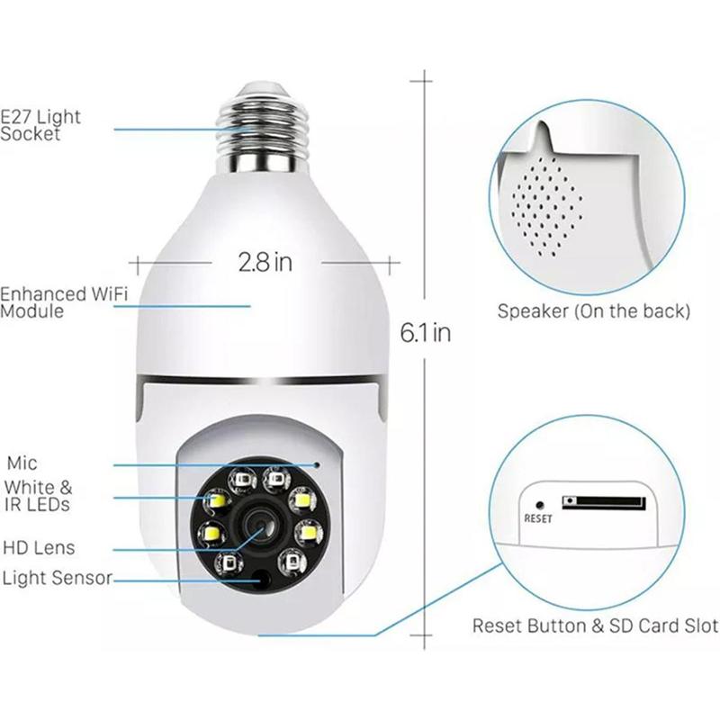 Light Bulb Security Camera 5G&2.4GHz WiFi 3MPSecurity Cameras Wireless Outdoor MotionDetection and Alarm,Two-Way Talk,Color NightVision,Human Detection, Compatible with AlexaMicro SD, Limited Time Offer