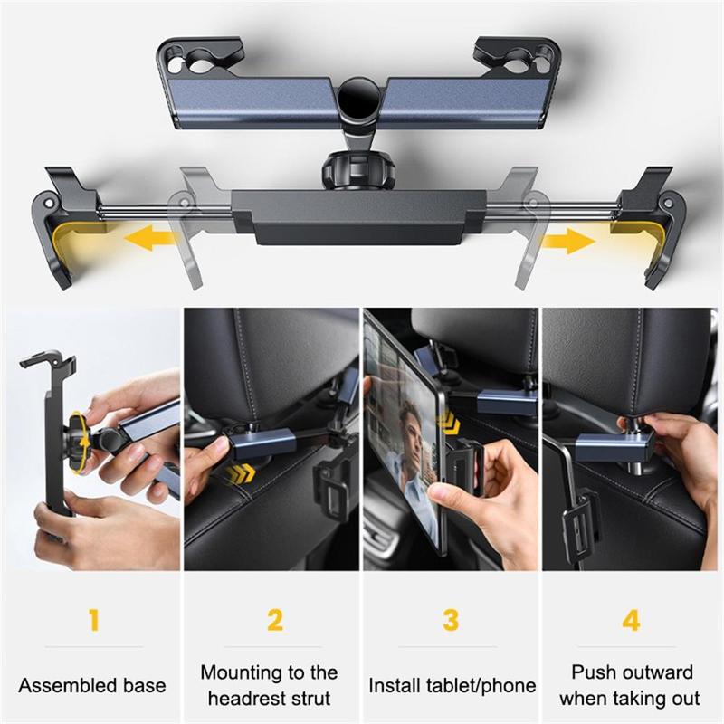 Car Headrest Tablet Holder, Universal Car Seat Tablet Mount, Rotating Lazy Phone Bracket, Car Interior Accessories