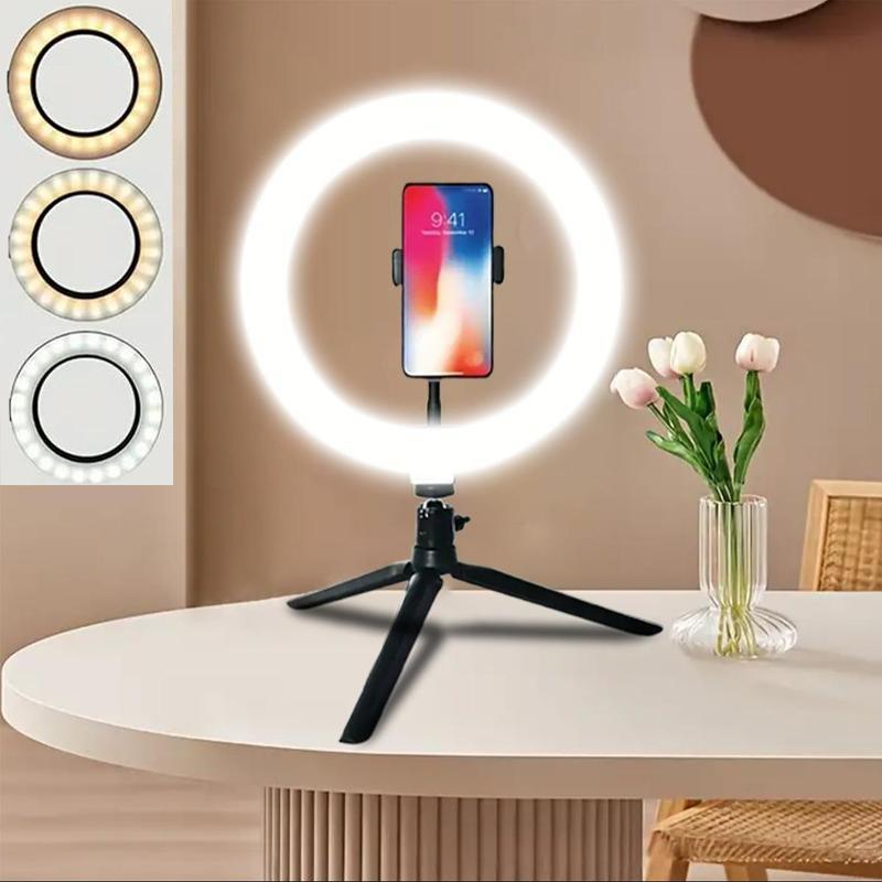 10 Inch LED Ring Light Kit, Selfie Light with Tripod for iPhone Android Smartphone, Camera Flash Light with Tripod, Professional Camera Flash Light for Home Office Use, Room Decor