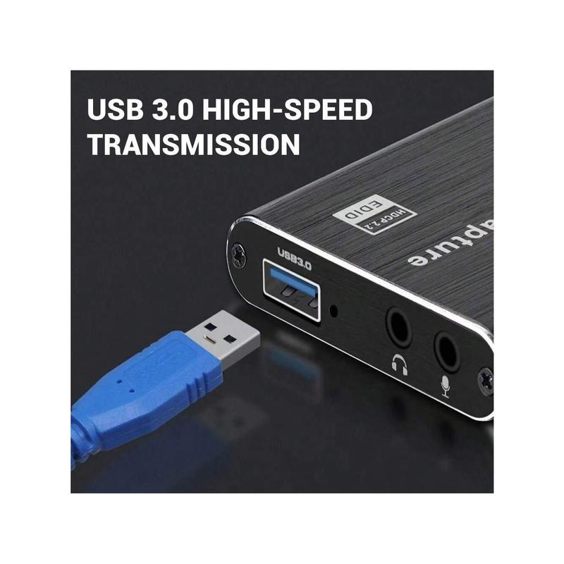 4K High-Definition Game Capture Card, USB3.0 Video Capture Device For, PS5, PS4, Switch, Digital SLR Camera ,1080P 60FPS HDTV Passthrough, OBS Twitch Live Streaming And Recording Compatible