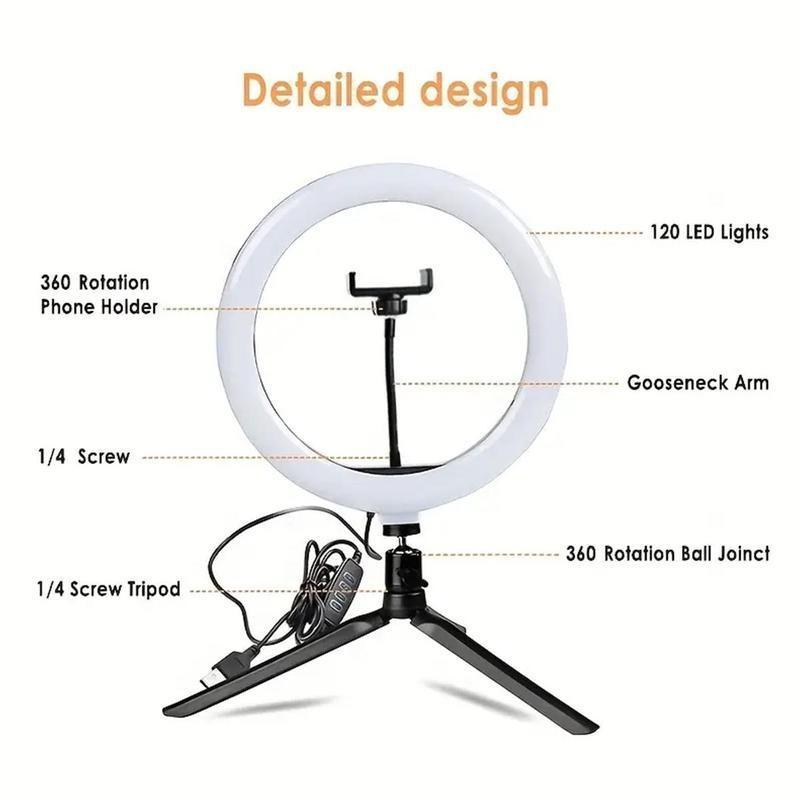 10 Inch LED Ring Light Kit, Selfie Light with Tripod for iPhone Android Smartphone, Camera Flash Light with Tripod, Professional Camera Flash Light for Home Office Use, Room Decor