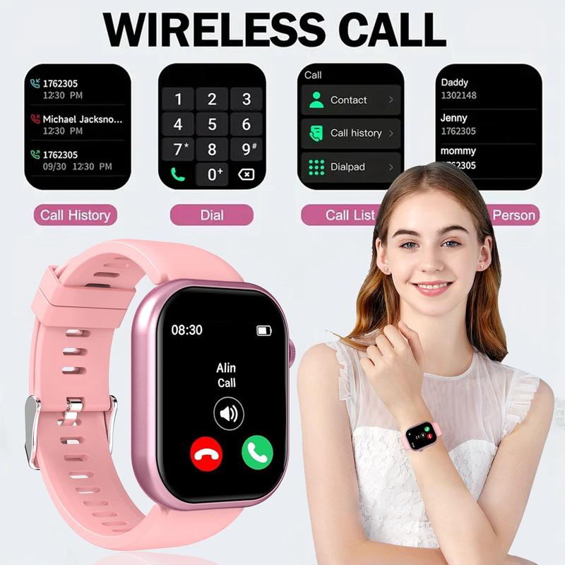 Smartwatch for Men & Women, Sports Smartwatches with Wireless Call Dial, Incoming Call Alert & Rejection, Message Alert View, Multiple APP Alerts & Custom Wallpaper, Fashion Watch Compatible with iPhone Android Phones, Touch Screen Watch