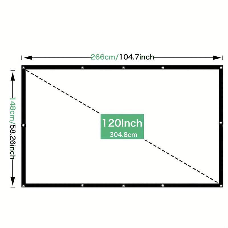 120 Inch Projector Curtain Screen, Foldable & Portable Movie Screen, for Outdoor Indoor, Double-sided Projector Screen, Suitable for Home Party Office