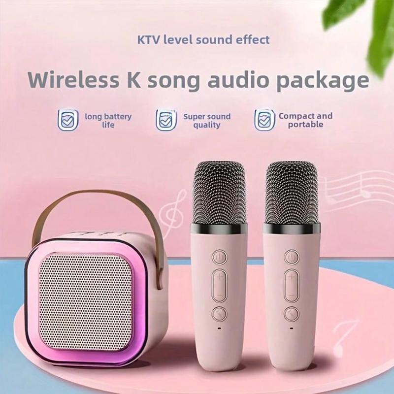 Wireless Speaker Dual Microphone Karaoke Speaker With Dual Noise Cancellation, Home Mini Audio Speaker