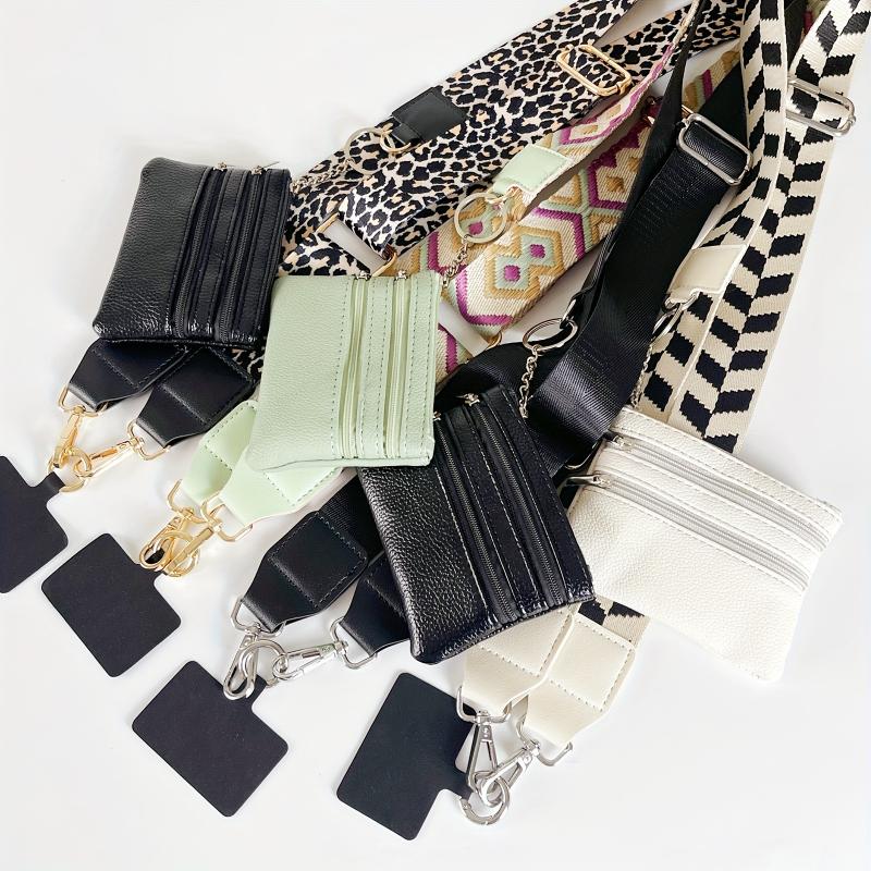 Mobile Phone Strap with Zipper Pocket, Mobile Phone Strap with Zipper Wallet - Crossbody Mobile Phone Chain with Zipper Wallet Smartphone Cellphone