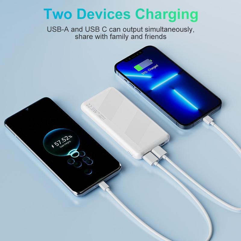 Portable Type-C 22.5W Fast Charging Power Bank, 10000mAh Phone Charging Power Bank for Summer, Portable Charger Compatible with iPhone & Samsung Galaxy Phones & Huawei Phone, Smartphone Accessories