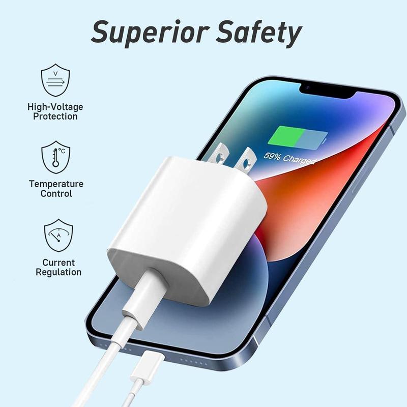 Fast Charging 2Pack 20W PD Port Wall Charger Block with 6FT 10FT USB C to Lightning Cable Compatible with iPhone 14  13 12 11 X ... Device Protection Adapter Smartphone