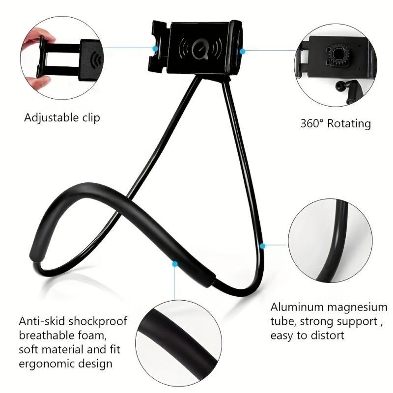 Neck Hanging Phone Holder, Multipurpose Desktop Live Streaming Lazy Neck Phone Holder, Phone Accessories for Bed, Sofa, Car, Selfie, Live