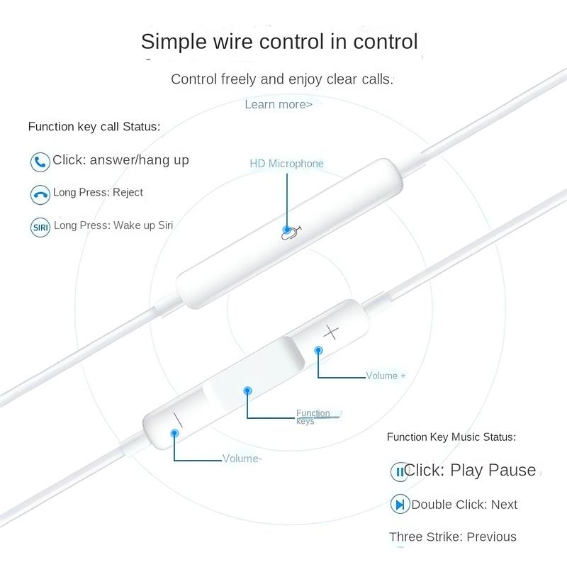 Lightning In-ear Earphones Applicable iPhone14 13 12 11 7 8 Plus XS, with Lightning Connector, Wired Ear Buds for iPhone