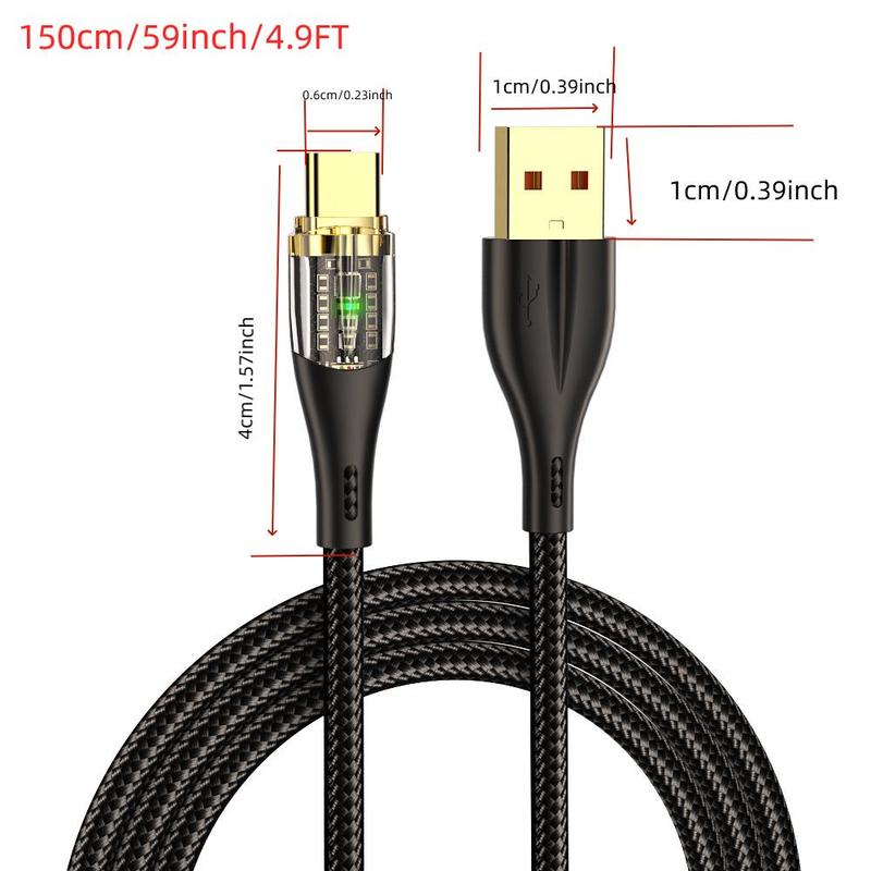 120W 6A USB To Type C Cable, 1 Count Super Fast Charging Data Cord, Type C Charger Cord For Xiaomi 12 Redmi Note 11 Samsung S22 S21 Huawei