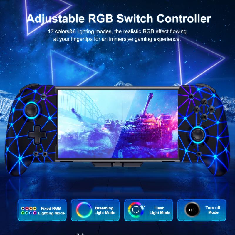 Switch Controllers, Hall Effect Switch Pro Controller for Nintendo Switch Switch OLED, One-Piece Switch Joypad with 9 Lights Color for Those Who Prefer Handheld Mode