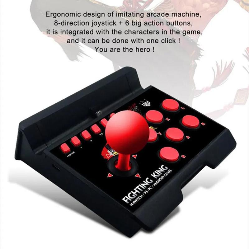 GAMINJA 4 in 1 Retro Arcade Joystick, Charging Station Turbo Fighting Stick Game Controller, Wired Rocker for PS3 Switch PC Android Games Console