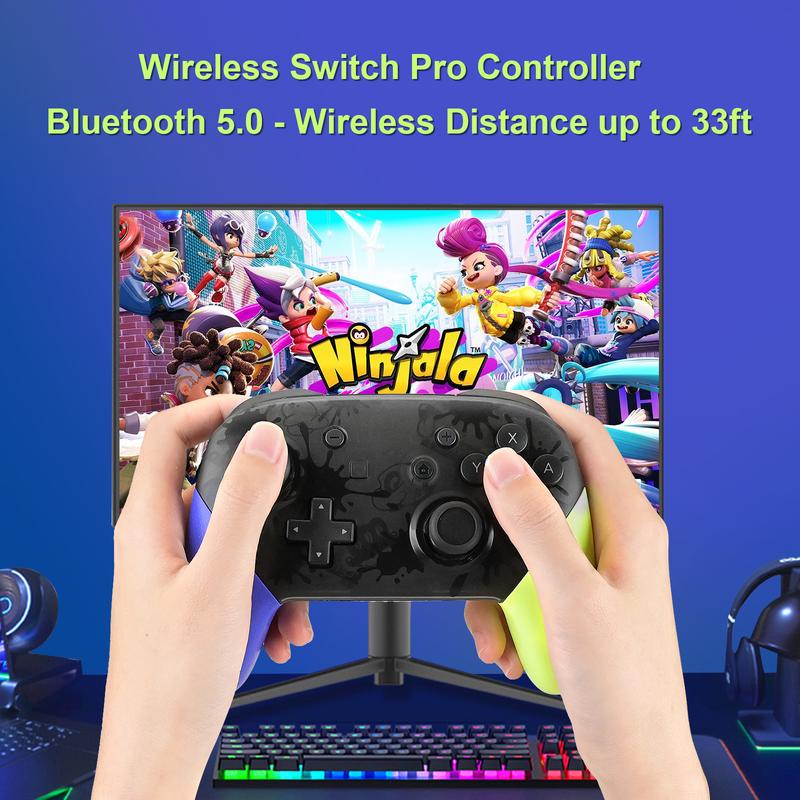 NFC Switch Pro Controller Compatible with Switch OLED LITE Controller Supports NFC&Wake Up Function,Many colors for you, Black, Gold,Yellow and Blue