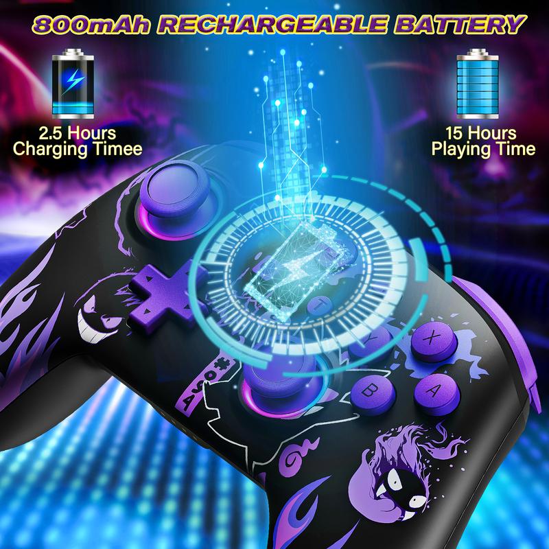 Wireless Controller for Switch Console,Gengar design with Dual Vibration Game Joystick Remote,Purple,Smartphone Accessories nintendo switch