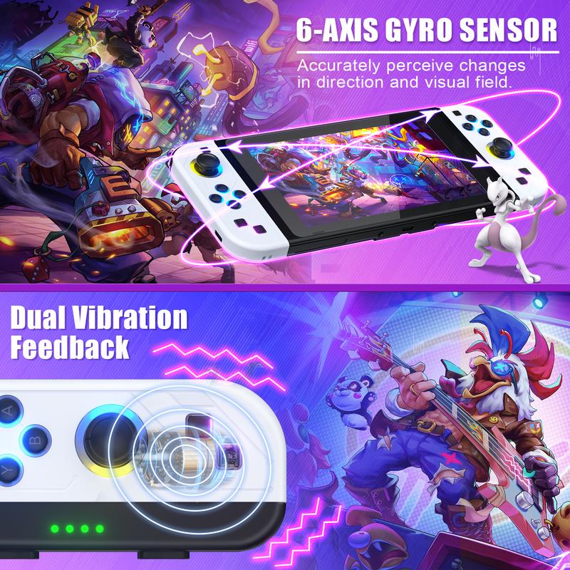 Joypads Accessories for Nintendo Switch,RGB Wireless Controller for (L R) Switch Console - 4 RGB Modes Adjustment - Support Dual Vibration Screenshot Sport Control One Key Reset Accessories Console Accessories Console switch joycons