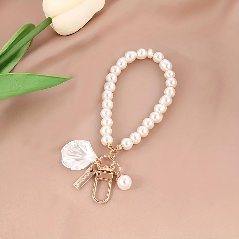 Faux Pearl Decor Phone Strap, Cute Shell & Heart-shaped Bracelet, Phone Decorative Lanyard for Women & Girls, Fashion Phone Accessories for Mobile Phones