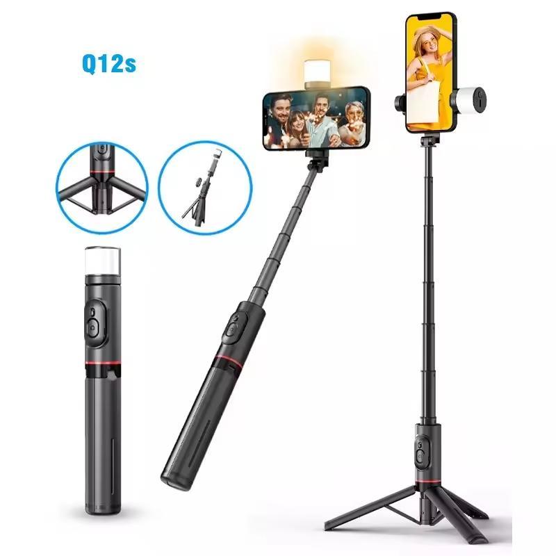 Portable Wireless BT Phone Selfie Stick Tripod with Fill Light, Retractable Phone Tripod with Remote Control, Suitable for Huawei iPhone Android Phone