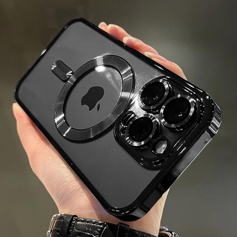 New Soft Luxury Antiskid TPU Clear Case For iPhone 16 15 14 13 12 11 Pro Max Plus Plating Lens Film Protect Magsafe Magnetic Cover